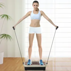 Plataforma Vibratoria con 2 Bandas Elásticas 200W Control Remoto 99 Velocidades USB Pantalla LED 54x33x14cm Café... - Ogal.Es