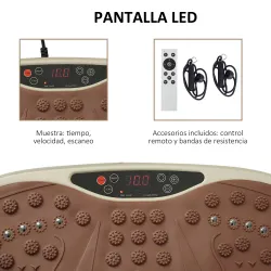 Plataforma Vibratoria con 2 Bandas Elásticas 200W Control Remoto 99 Velocidades USB Pantalla LED 54x33x14cm Café... - Ogal.Es
