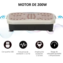 Plataforma Vibratoria con 2 Bandas Elásticas 200W Control Remoto 99 Velocidades USB Pantalla LED 54x33x14cm Café... - Ogal.Es
