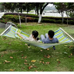Hamaca Colgante de Jardín para 2 Personas Hamaca Ecológico para Camping con Almohada Carga de 180 kg Rayas Azule... - Ogal.Es