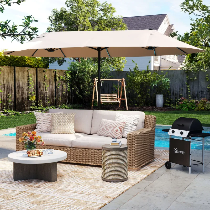 Sombrilla Doble para Jardín 460x270x240 cm Parasol Anti UV con Manivela para Exterior Patio Terraza Piscina Colo... - Ogal.Es