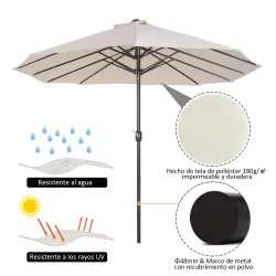 Sombrilla Doble para Jardín 460x270x240 cm Parasol Anti UV con Manivela para Exterior Patio Terraza Piscina Colo... - Ogal.Es