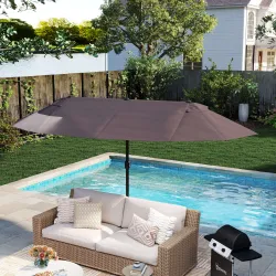 Sombrilla Doble para Jardín 460x270x240 cm Parasol Anti UV con Manivela para Exterior Patio Terraza Piscina Colo... - Ogal.Es