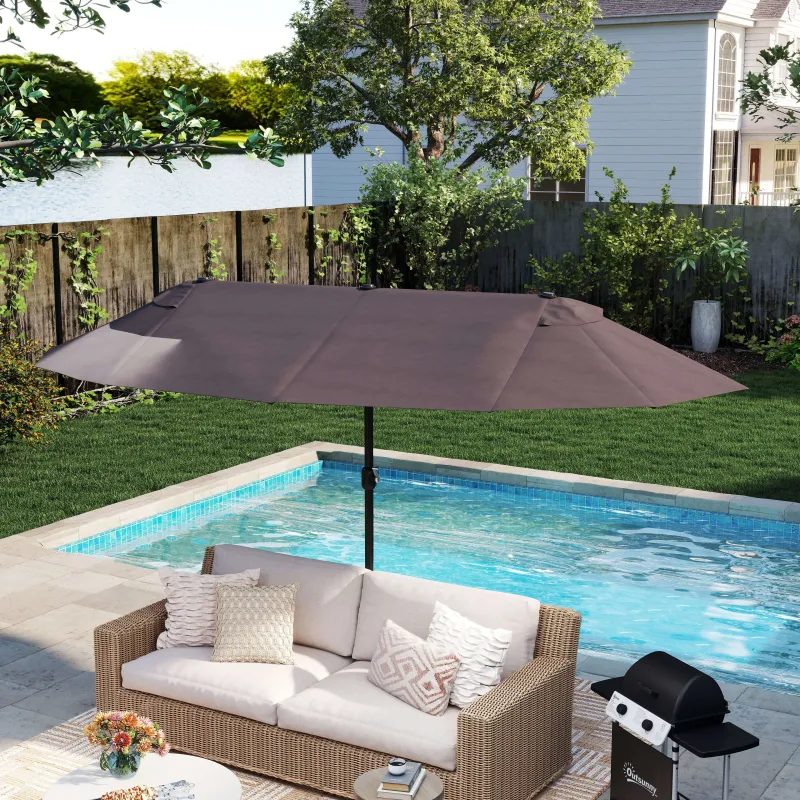 Sombrilla Doble para Jardín 460x270x240 cm Parasol Anti UV con Manivela para Exterior Patio Terraza Piscina Colo... - Ogal.Es