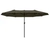 Sombrilla Doble para Jardín 460x270x240 cm Parasol Anti UV con Manivela para Exterior Patio Terraza Piscina Colo... - Ogal.Es