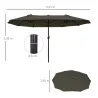 Sombrilla Doble para Jardín 460x270x240 cm Parasol Anti UV con Manivela para Exterior Patio Terraza Piscina Colo... - Ogal.Es
