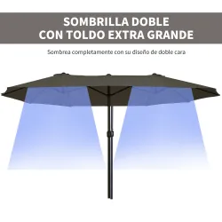 Sombrilla Doble para Jardín 460x270x240 cm Parasol Anti UV con Manivela para Exterior Patio Terraza Piscina Colo... - Ogal.Es