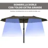 Sombrilla Doble para Jardín 460x270x240 cm Parasol Anti UV con Manivela para Exterior Patio Terraza Piscina Colo... - Ogal.Es