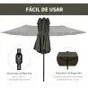 Sombrilla Doble para Jardín 460x270x240 cm Parasol Anti UV con Manivela para Exterior Patio Terraza Piscina Colo... - Ogal.Es