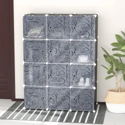 Armario Modular Plástico Estantería 12 Cubos con Puertas para Almacenamiento de Ropa Armario Ropero Organizador ... - Ogal.Es