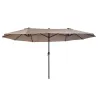 Sombrilla Doble para Jardín 455x265x238 cm Parasol Grande con Manivela Manual Protección Solar Color Café - Ogal.Es