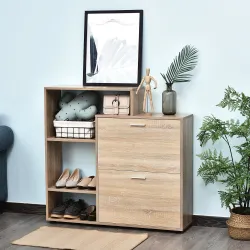 Zapatero de Madera con Estantería y Cubos Armario para Zapatos de Entrada Pasillo 101.5x25.5x98cm - Ogal.Es