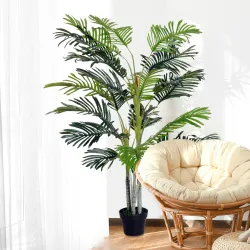 Planta Artificial Palmera 150 cm con Maceta y Musgo para Decoración Interior Salón Oficina Ø18x150 cm Verde - Ogal.Es