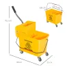Cubo de Fregar 20L con Ruedas y Escurridor Cubo para Fregona con Separador de Agua 60x27x70,5 cm Amarillo - Ogal.Es