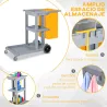 Carro de Limpieza con Bolsa 100L Profesional y Multifuncional para Colectividades Hotel Hostal con 3 Bandejas y ... - Ogal.Es