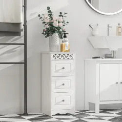 Armario de Almacenamiento Cajonera Blanca Cómoda con 3 Cajones para Cocina Comedor Salón Dormitorio 29,8x29,8x68... - Ogal.Es