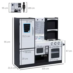 Cocina de Juguete Cocinita Infantil Madera Grande Juego de Imitación para Niños +3 Años con Accesorios Horno Mic... - Ogal.Es