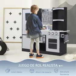 Cocina de Juguete Cocinita Infantil Madera Grande Juego de Imitación para Niños +3 Años con Accesorios Horno Mic... - Ogal.Es