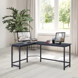 Mesa de Ordenador Escritorio PC Oficina Hogar Mesa Esquinera de Forma L 168x120x75cm Marco Metal - Ogal.Es