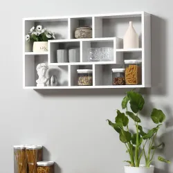 Estante de Pared Decorativo, Estantería para Libro, CDs, Baldas Flotantes con 8 Cubos, 85x14,5x47,5 cm, Carga 20... - Ogal.Es