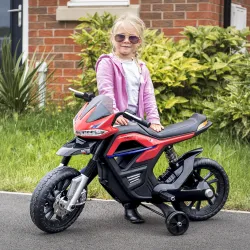Moto Eléctrica Infantil Moto de Juguete Niños +3 Años Batería 6V con Luces y Música 105x52,3x62,3cm Rojo - Ogal.Es