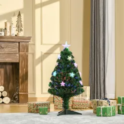 Árbol de Navidad 90cm Artificial Árbol de Pino Decoración Navideña con 12 LED de 4 Colores 90 Ramas Verde - Ogal.Es