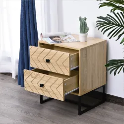 Mesita de Noche con 2 Cajones Cajonera de Madera para Dormitorio Armario Almacenamiento 48x39,5x60 cm - Ogal.Es