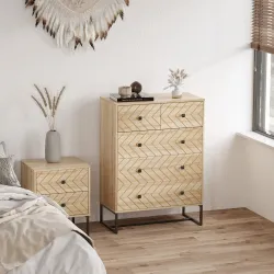 Armario Auxiliar Cajonera Cómoda 5 Cajones Mesilla de Noche Organizador Almacenaje Oficina 80x39,5x110cm - Ogal.Es