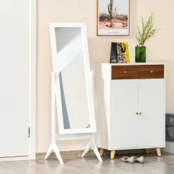Espejo de Pie Cuerpo Entero Reclinable 47x46x148 cm, Espejo de Cuerpo Entero Independiente con Soporte y Marco r... - Ogal.Es