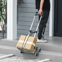 Carretilla de Mano Portátil para Escalera con Ruedas Carga 70kg Carretilla Plegable para Entrega Almacenes Merca... - Ogal.Es