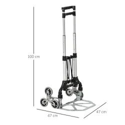 Carretilla de Mano Portátil para Escalera con Ruedas Carga 70kg Carretilla Plegable para Entrega Almacenes Merca... - Ogal.Es
