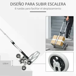 Carretilla de Mano Portátil para Escalera con Ruedas Carga 70kg Carretilla Plegable para Entrega Almacenes Merca... - Ogal.Es