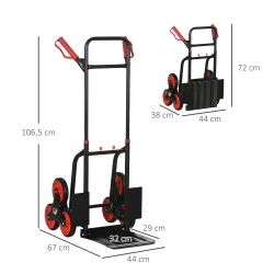 Carretilla Plegable para Escalera con Ruedas Carga 120kg Carretilla de Mano Portátil para Entrega Almacenes Merc... - Ogal.Es