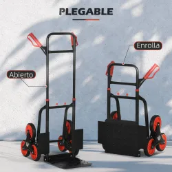 Carretilla Plegable para Escalera con Ruedas Carga 120kg Carretilla de Mano Portátil para Entrega Almacenes Merc... - Ogal.Es