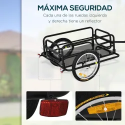 Remolque de Bicicleta Plegable para Carga 40kg Carga de Equipaje con Marco de Acero Ligero y Reflectores 139x71,... - Ogal.Es