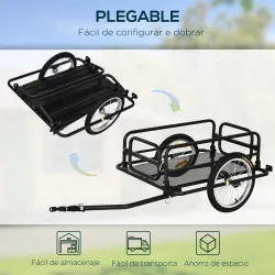 Remolque de Bicicleta Plegable para Carga 40kg Carga de Equipaje con Marco de Acero Ligero y Reflectores 139x71,... - Ogal.Es