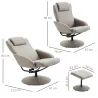 Sillón Relax Reclinable hasta 145° con Taburete Reposapiés Sillón de Salón Giratorio 360° Tapizado en PU y Estru... - Ogal.Es