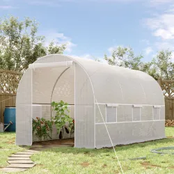 Invernadero de Túnel 400x200x200 cm Invernadero de Jardín con Puerta Enrollable y 6 Ventanas PE 140 g/m² Anti-UV... - Ogal.Es
