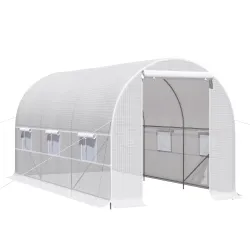 Invernadero de Túnel 400x200x200 cm Invernadero de Jardín con Puerta Enrollable y 6 Ventanas PE 140 g/m² Anti-UV... - Ogal.Es