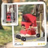 Carrito para Perros con Toldo Ajustable Cesta de Almacenaje y Ruedas con Freno Tela Oxford 77x45x99,5 cm Rojo - Ogal.Es