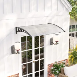 Tejadillo de Protección para Puertas Ventanas Marquesina de Exterior de Aleación de Aluminio 150x90x25 cm Transp... - Ogal.Es