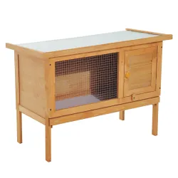 Conejera de Madera Exterior Jaula Elevada para Conejos Cobayas Animales Pequeños con Techo Asfáltico Abatible Ba... - Ogal.Es