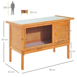Conejera de Madera Exterior Jaula Elevada para Conejos Cobayas Animales Pequeños con Techo Asfáltico Abatible Ba... - Ogal.Es