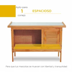 Conejera de Madera Exterior Jaula Elevada para Conejos Cobayas Animales Pequeños con Techo Asfáltico Abatible Ba... - Ogal.Es