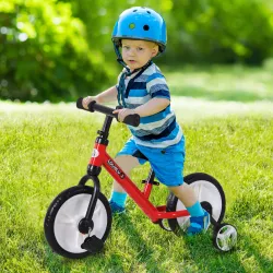Bicicleta de Equilibrio con Pedales y Ruedas Entrenamiento Extraíbles de Asiento Regulable 33-38cm Niños +24 Mes... - Ogal.Es
