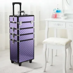 Maletín de Maquillaje Profesional con Ruedas Universales Distintos Niveles Asa Extensible Maletín Maquillaje Tro... - Ogal.Es