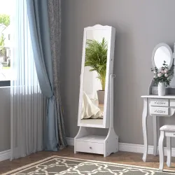 Espejo Joyero con Luces LED, Armario para Joyas, Armario Joyero con Espejo Entero de Ángulo Ajustable, Cajones, ... - Ogal.Es