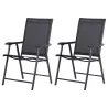 Conjunto de 2 Sillas Plegables para Exterior con Reposabrazos para Jardín Terraza Carga 110 kg 58x64x94 cm Negro - Ogal.Es