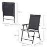 Conjunto de 2 Sillas Plegables para Exterior con Reposabrazos para Jardín Terraza Carga 110 kg 58x64x94 cm Negro - Ogal.Es