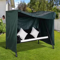Funda para Balancín de Jardín con Cremallera Cubierta para Muebles de Exterior 177x114x152cm Verde Oscuro - Ogal.Es
